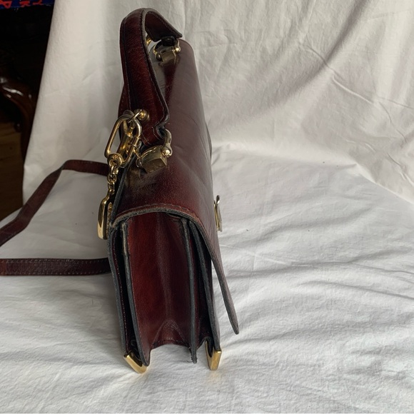 Elegant F.lli Mugnai Firenze Vintage Leather Burgundy Crossbody Bag - Picture 3 of 6